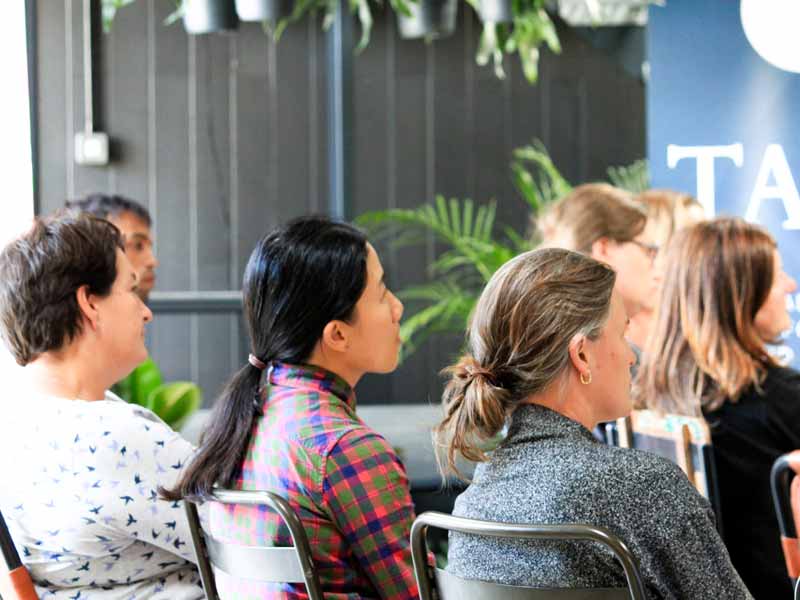 engaged audience at a Task Academy landscaping and garden design event