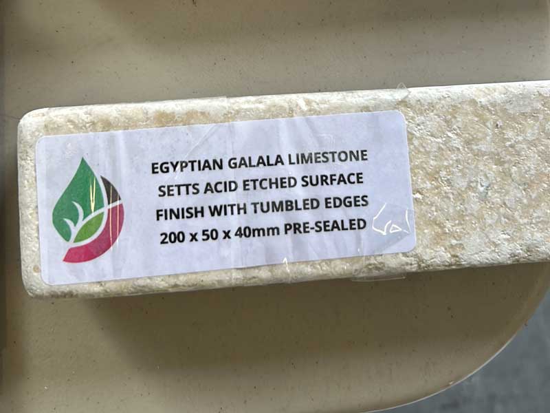 sample of egyptian limestone with tumbled edges and acid etched finish