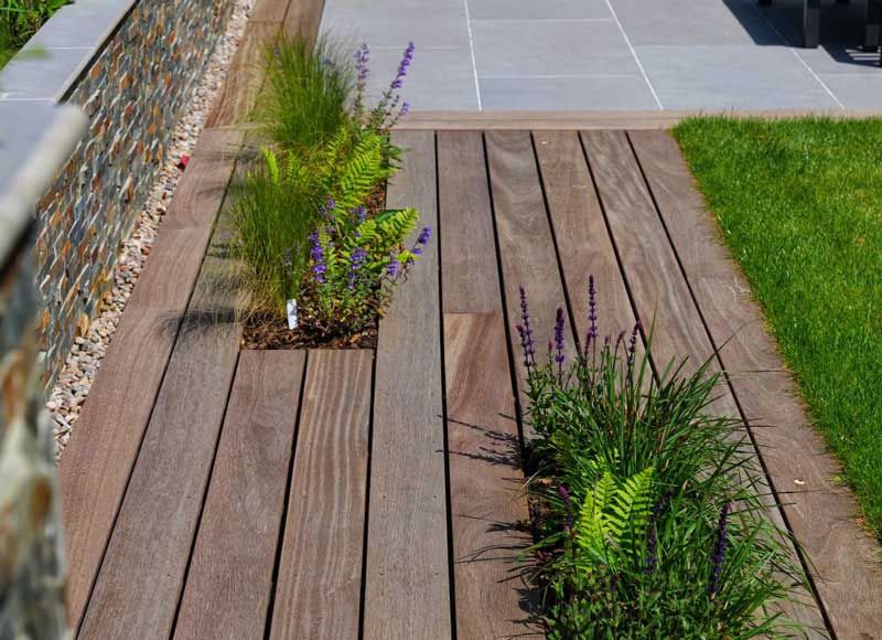 decking area with planting pockets included