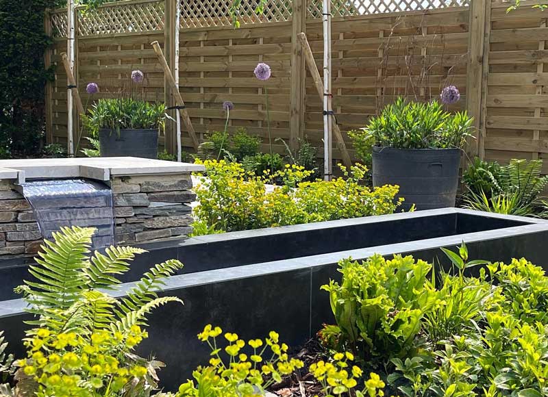 water feature created using paddlestones