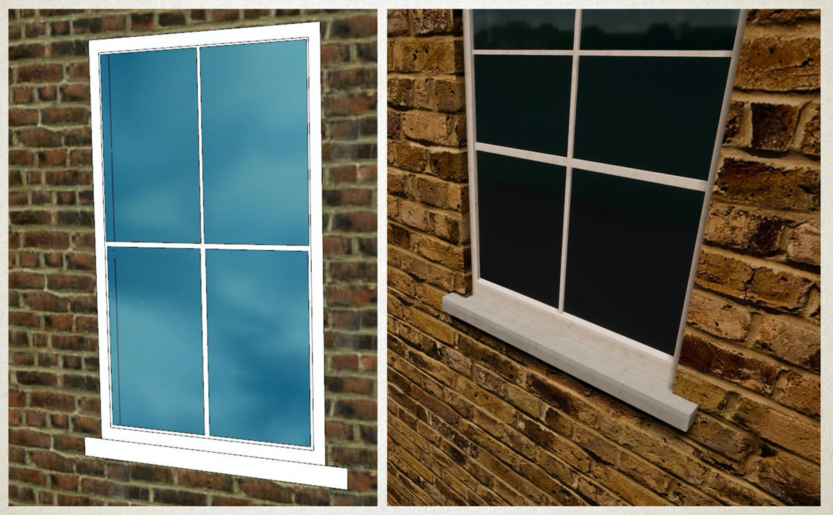 two images of windows, one with true 3D rendering